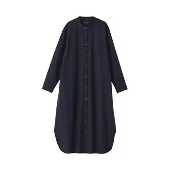 Платье MUJI Washed с широким воротником-стойкой и длинными рукавами BC2LUA5S Темно-синее M Женское Женское Женское