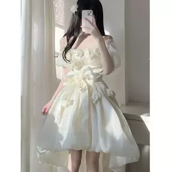 Платье на подтяжках First Love, летнее нежное трехмерное платье принцессы с трехмерным цветочным дизайном