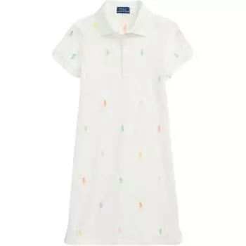 Платье поло Polo Ralph Lauren Ss25 Прямой воротник поло с коротким рукавом Детские платья Белый CWPODRSG3D20981-100 L