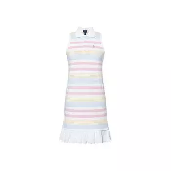 Платье Polo Ralph Lauren Ss25 с полосатым воротником, без рукавов, детские платья, розовое, белое 313965179-002 L