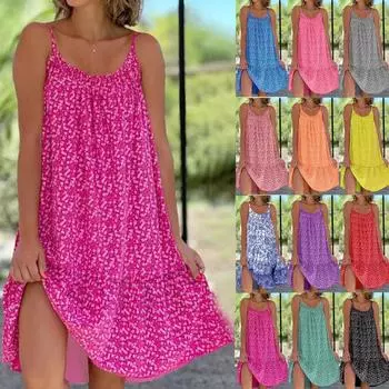 Платья Swing Floral Halter Plus Size S-5xl S розы красного