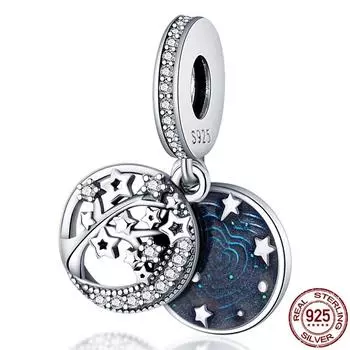 Plata Charms Of Ley 925 Silver Starry Sky Series Charm Safety Chain Fit Fashion 925 Original Bracelets Pulseira Diy New