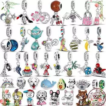 Plata Charms of Ley из стерлингового серебра 925 пробы, разноцветная эмаль, бусины для собак, кулон, подходят для оригинального браслета 925, изготовления ювелирных изделий своими руками