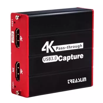 Плата захвата TreasLin HDMI, игровой USB-захват, видеозахват, легкий и компактный, совместимый с USB, совместимый с MAC, не требующий источника питания для