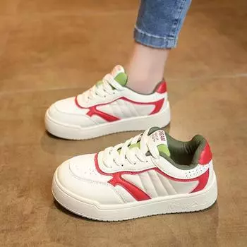 Platform casual little white shoes women s autumn new lace-up single shoes fashion board shoes versatile sports shoes women 35 красный