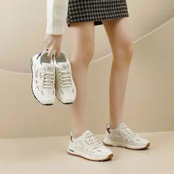 Platform Dad Shoes Spring New Breathable Student Sneakers Height Increasing Leisure 35