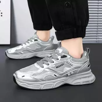 Platform Dad Shoes Women s Student Casual Thick Sole Grey Sport Running Footwear Men s Sneakers New Korean Mesh Breathable 39 серый