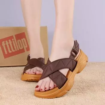 Platform Hook&loop Sandals Women s Shoes 2024 Summer Slides Soft Sole Non-slip Beach Sandals Ladies Casual Shoes Platform Shoes 36 зелёный