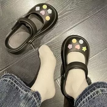 Платформа Kawaii Slides Shoes Милые белые летние женские тапочки и сандалии 2024 года на пляже Толстый обычный верх Дизайн Vip 39 36-37