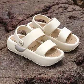 Platform sandals women s 4.0 open-toed summer breathable beach shoes outdoor non-slip heightening sandals garden shoes 35-36 бежевый