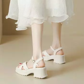 Platform shoes children s 2024 new casual sandals women s outer wear high-end thick heels are not tired, high heels with skirts 35
