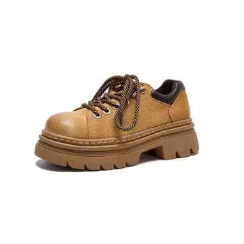 Platform spring new JK college style small leather shoes retro low-top lace-up single shoes 33