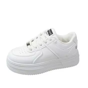Platform white shoes trendy spring new retro black and white board shoes muffin casual height increase sports women s shoes 35
