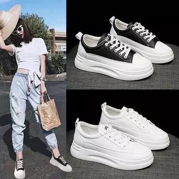 Platform white shoes women s 2025 new spring student casual women s shoes trendy sports board shoes single shoes women 35 белый