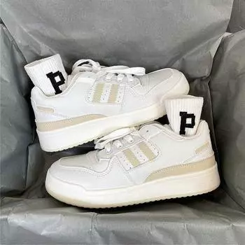 Platform white shoes women s autumn board shoes 2024 new flat-soled trendy shoes ins versatile niche sports moral training shoes 35 чёрный