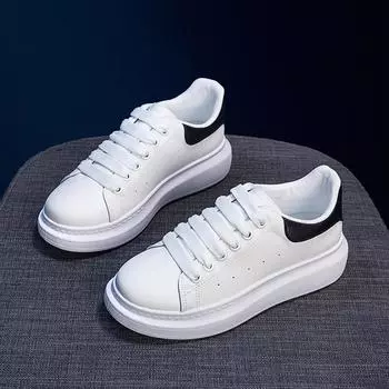 Platform white shoes Women s spring and autumn students versatile flat-soled sports board shoes Casual shoes 35