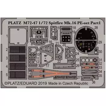 platz 1/72 spitfire For Mk.XVI Фототравленые детали часть 1 (ремень безопасности, приборная панель и т. д.)