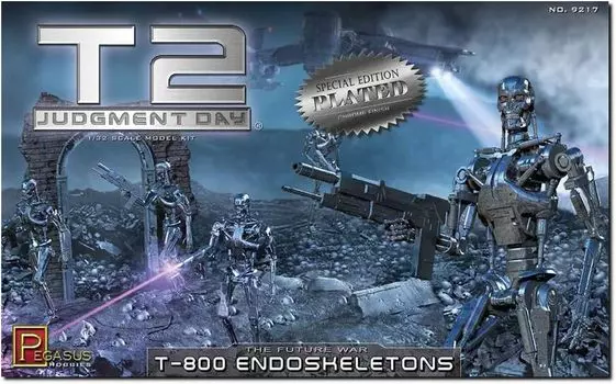 Platz Pegasus Terminator 2 Endoskeleton Set of 5 Chrome Plated Specifications Scale Plastic Model PH9217 T-800 1/32