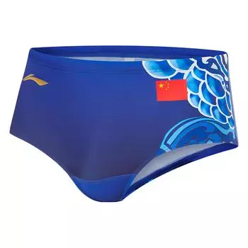 Плавки-шорты Li Ning Swimming Series с принтом и треугольными чашечками, мужские плавки, ярко-синие ASST011-2 M