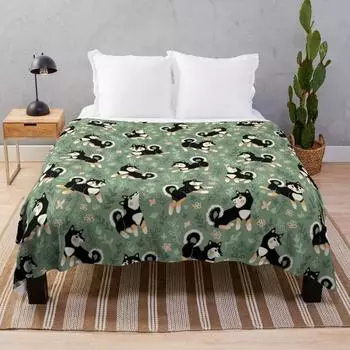 Playful Black And Tan Shiba Inu Pattern Throw Blanket Sofa Quilt Luxury Thicken Beautifuls Blankets blankets for beds grinch 30x40in