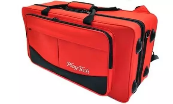 PLAYTECH Double case for can hold 2 red trumpet, semi-hard type, mouthpieces, красный