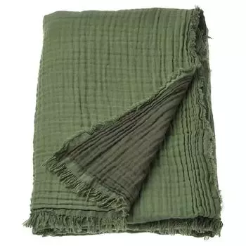 Плед серо-зеленый, VALLKRASSING Throw Grey-green, IKEA