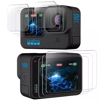 Пленка JEDirect GoPro Hero Black с пленкой для объектива камеры, закаленное стекло, набор Easy HD 12/11/10/9, пленка, монтаж, прозрачная, 3+3+3