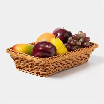 Плетеная прямоугольная корзина для хлеба из искусственного ротанга, корзина для фруктов, витрина для супермаркета, настольная корзина для хранения вещей One Size коричневый