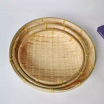 Плетение ручной работы бамбуковое сито бамбуковый плот круглый совок для мусора DIY декоративная корзина для хлеба с фруктами кухонное хранение