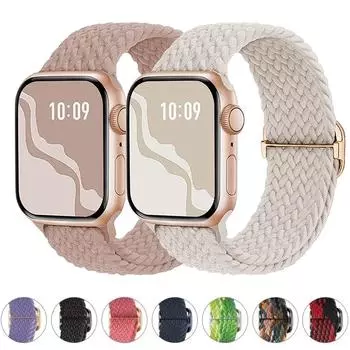 Плетеный браслет Solo Loop для Apple watch Ultra band 40 мм 44 мм 41 мм 38 мм 49 мм 45 мм Эластичный нейлоновый браслет для iWatch series 9 8 7 6 5 4 3 se 42mm 44mm 45mm 49mm