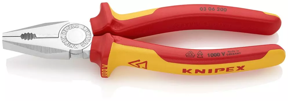 Плоскогубцы KNIPEX изолированные 1000 В (КНИПЕКС) 0306-200 (SB)