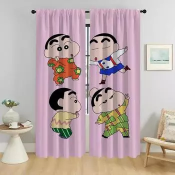 Плотные кухонные шторы для спальни Crayon Shin-chans Shades Шторы для детской комнаты Перегородка для окна Шторы для украшения на Хэллоуин W50xH70cmx2pcs-CL