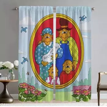 Плотные шторы для камеры Berenstain Bears Современные шторы для гостиной 2 шт. Шторы для окна Тюль для спальни Шторы для ребенка W50xH70cmx2pcs-CL