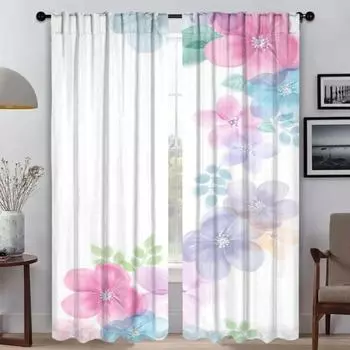Плотные шторы для комнаты 2 панели A Little Flowers Шторы для кухни Жалюзи Домашний интерьер Шторы Тюль для спальни Оттенки для ребенка W50xH70cmx2pcs-CL