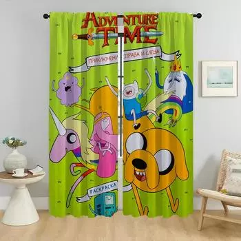 Плотные шторы для комнаты 2 панели Adventures Time Современные шторы для гостиной Shades Partition Home Interior Шторы для кухни W50xH70cmx2pcs-CL