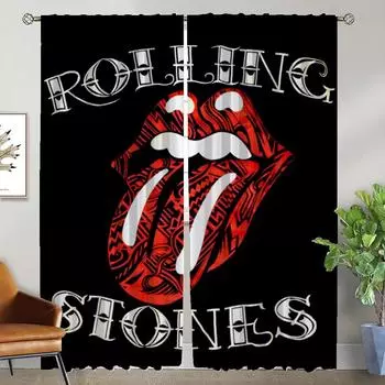 Плотные шторы для комнаты 2 панели The Rollings Stones Halloween Decoration Shades Шторы для детской комнаты Разделение гостиной кухни W50xH70cmx2pcs-CL