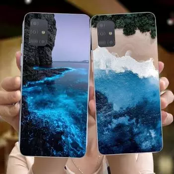Пляжный чехол для телефона с синими морскими волнами для Huawei P50 P40 P30 Pro Mate 40 30 Pro Nova 8 8i Y7P Honor, прозрачный чехол для телефона Huawei P50 Pro