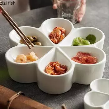 Plum Blossom Insulation Plate Ceramic Snack Platter Dessert Sushi Plate Molecular Cuisine Display Plate Creative Tableware