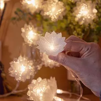 Plumeria String Lights Frangipani Gardenia LED Fairy Light Artificial Battery Operated Home Garden Wedding Christmas Party Decor