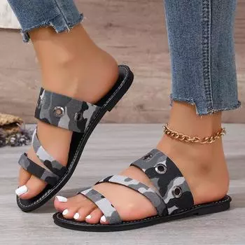 Plus 43 Summer New Fashionable, Comfortable and Versatile, Flat Korean Sandals, Roman Shoes, Beach Shoes, Women s Shoes 36 серый