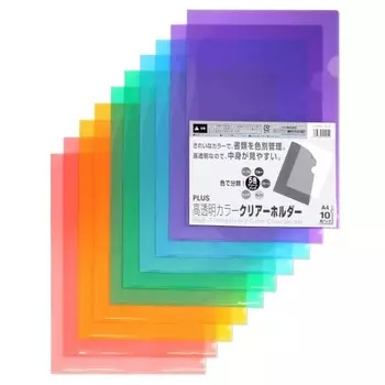 Plus Clear Holder A4 10 Piece Pack FL-184HO 80-160 Color 5 Color Set