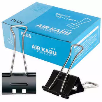 PLUS Double Clip Air Card Extra Large Black 10 pieces 35-546 Width: 51mm (Number of sheets to be bound: 200 sheets) CP-104AK / 35-546