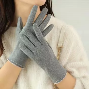 Plus Fleece Autumn And Winter Korean Style Mittens Women Gloves De velvet Gloves серый