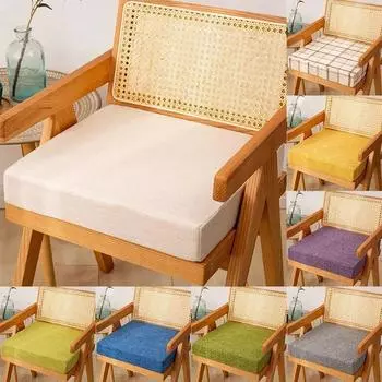 Plus Hard High Density Sponge Диванная подушка Твердая Древесина Красный Деревянный Оконный Коврик Татами Кресло Льняная Ткань Квадратная Подушка 40x40x5cm