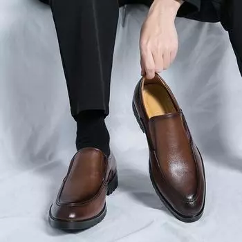 Плюс Мужская обувь Le Fu One Foot весна и осень Новые кожаные туфли Корейская версия Модная деловая обувь 38