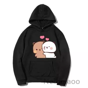 Плюс размер осень зима панда медведь милый мультфильм толстовка Bubu Dudu Kawaii одежда мужчины женщины пара толстовки Harajuku пуловер S