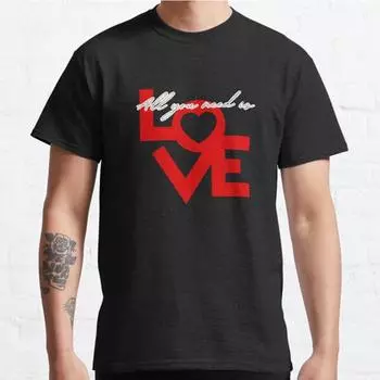 Плюс размер S-3XL All You Need Is Love принтованная футболка мужские топы модная одежда футболки S чёрный