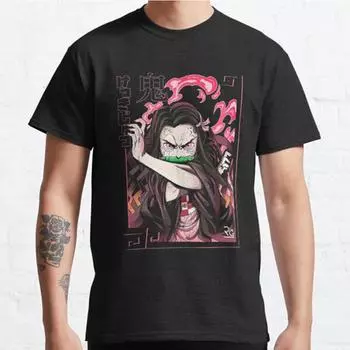 Плюс размер S-3XL Demon Slayer Nezuko Kamado принтованная футболка мужские топы модная одежда футболки S чёрный
