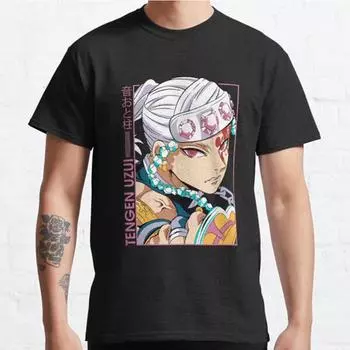 Плюс размер S-3XL Demon Slayer Tengen Uzui принтованная футболка мужские топы модная одежда футболки S чёрный