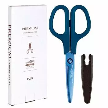 Plus Scissors, Dirt and Rust Resistant, Fit Cut Curve, Premium Titanium, Non-stick, 30 degrees, Processed to maintain sharpness, Paper box packaging,